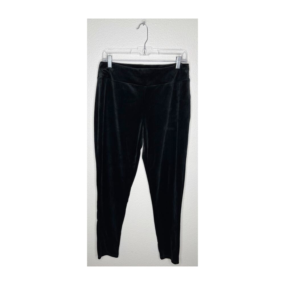MODCLOTH Black Velvet Ribbed Stretchy Leggings Size Large